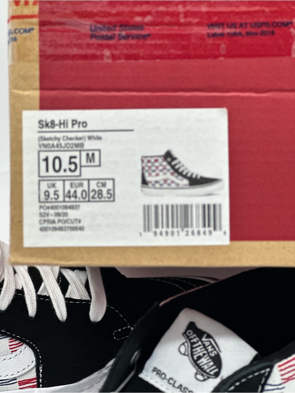 Vans Sk8-Hi Checkerboard High-Top Sneakers - Black/White/Red - Picture 10 of 10